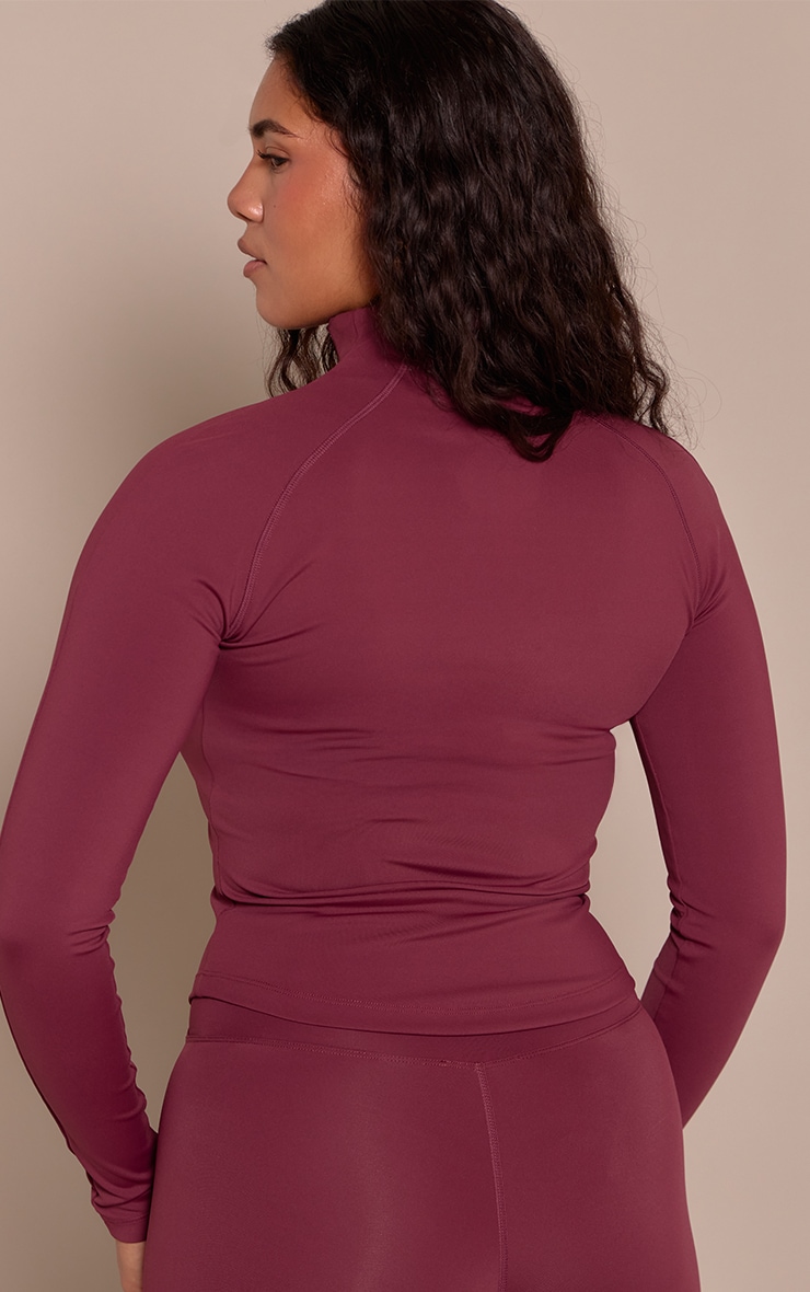 Shape Burgundy Sculpt Seam Detail Long Sleeve Zip Front Jacket image 2