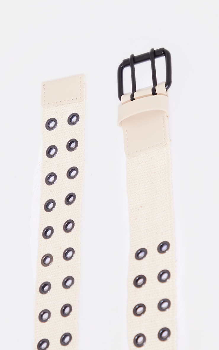 Beige Woven Double Eyelet Belt image 3