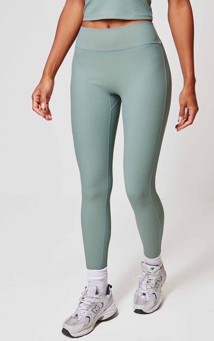 Sea Green Active Rib Gym Leggings image 2