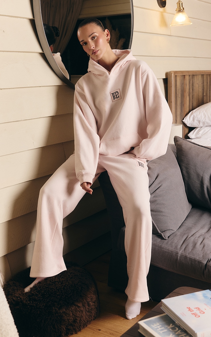 Pink PLT Badge Cotton Fleece Straight Leg Joggers image 1