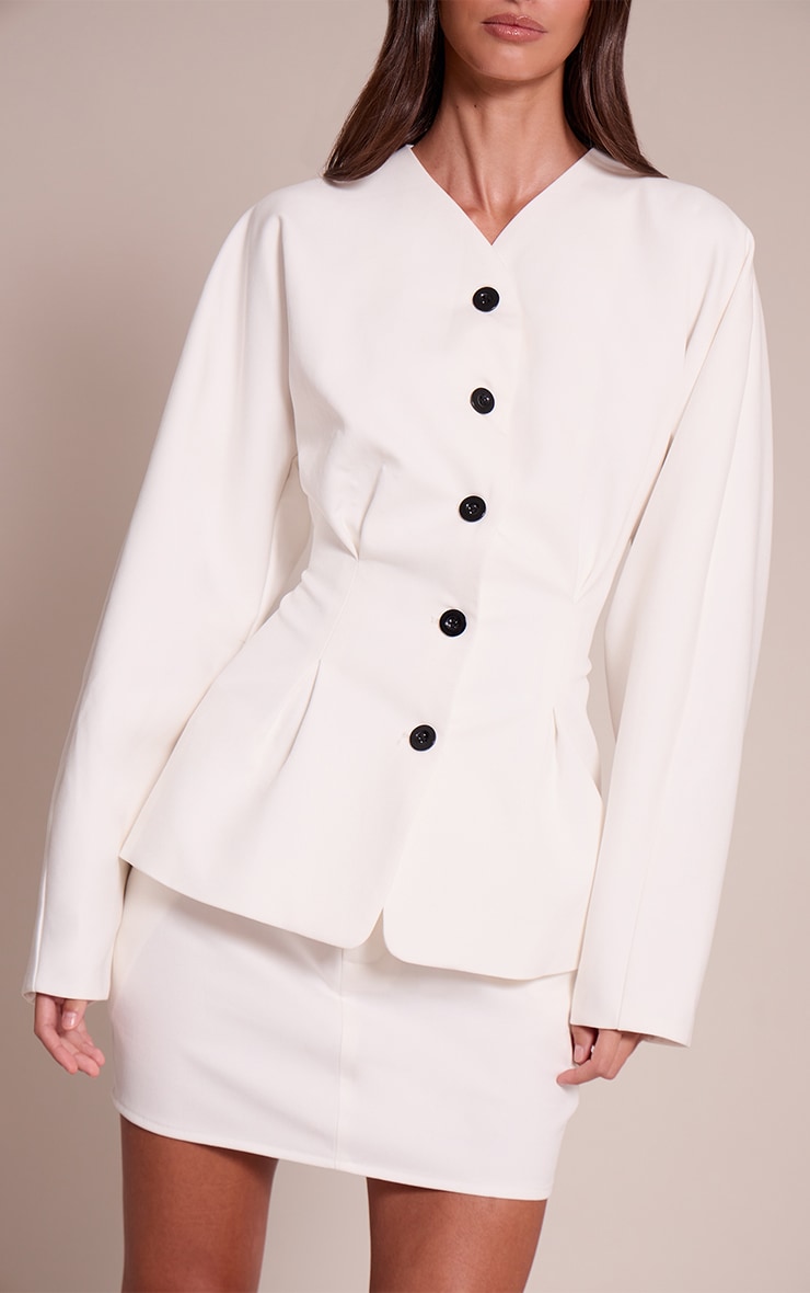 Cream Woven Tailored Micro Mini Skirt image 2