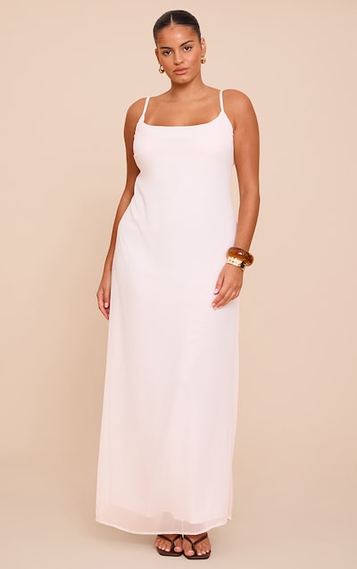 Plus Cream Chiffon Strappy Maxi Dress