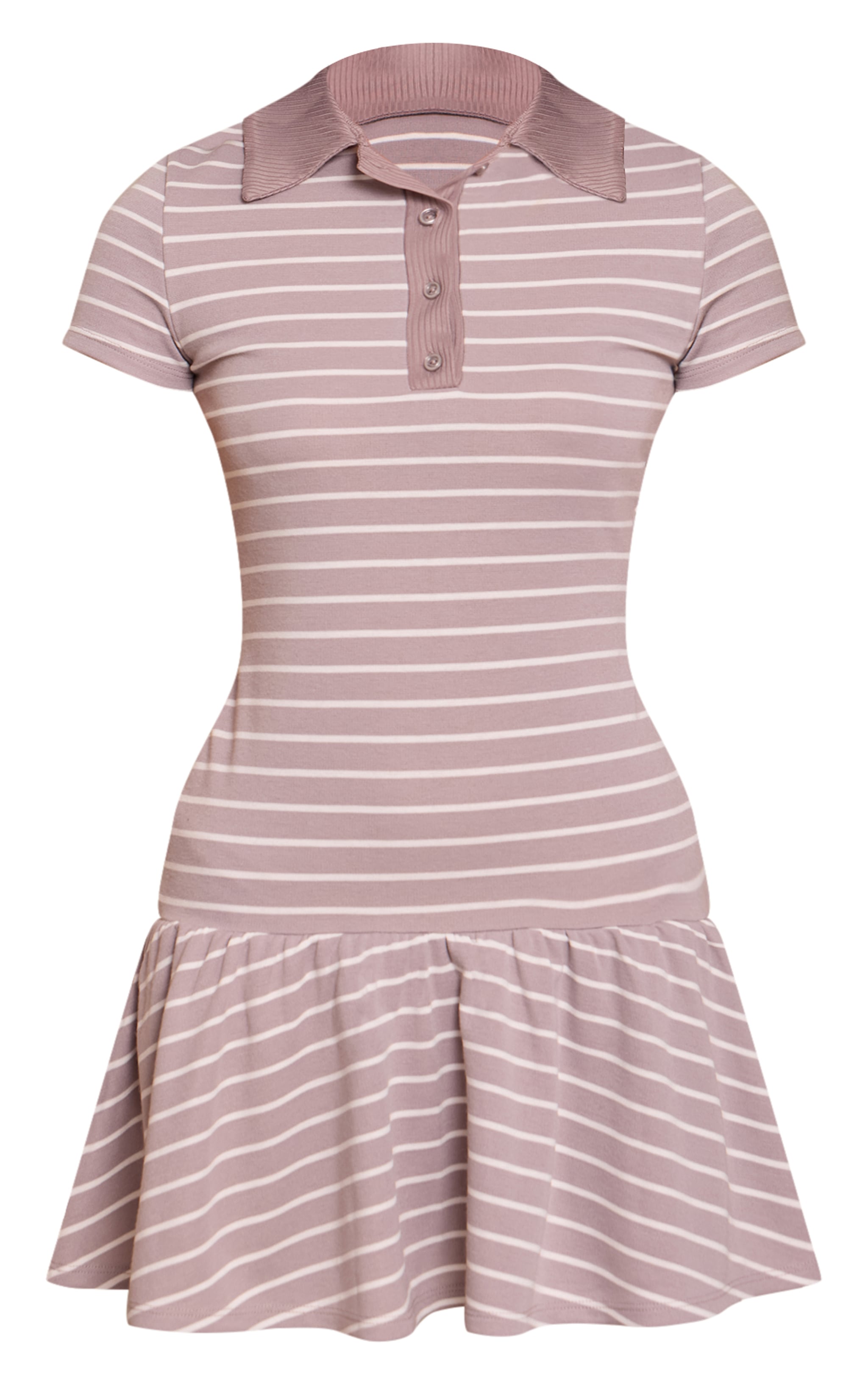 Grey Striped Collar Detail Shift Dress image 5