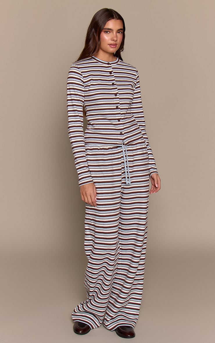 Light Blue Stripe Soft Touch Wide Leg Joggers image 2