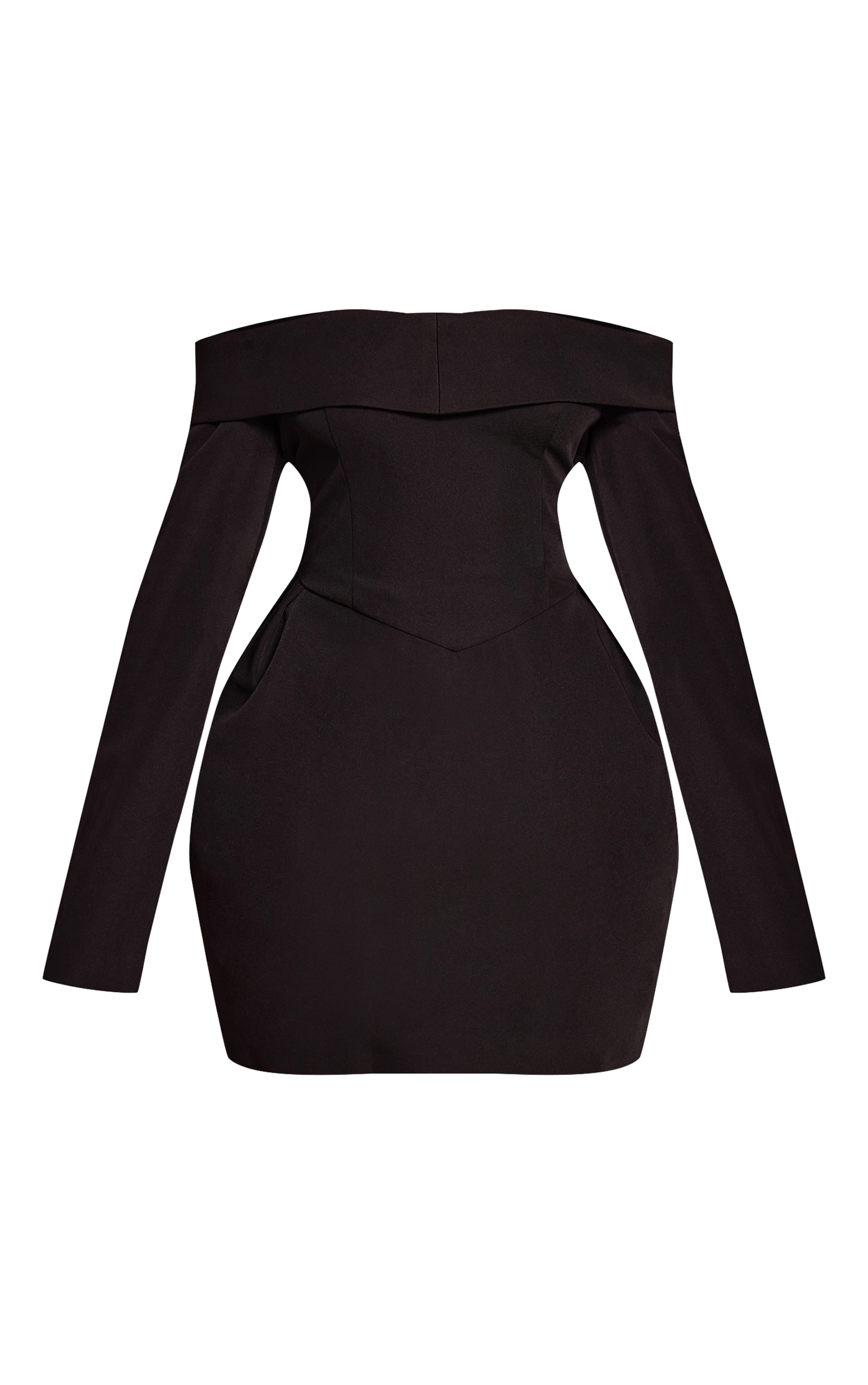 Petite Black Woven Bardot Over Hip Mini Dress image 5