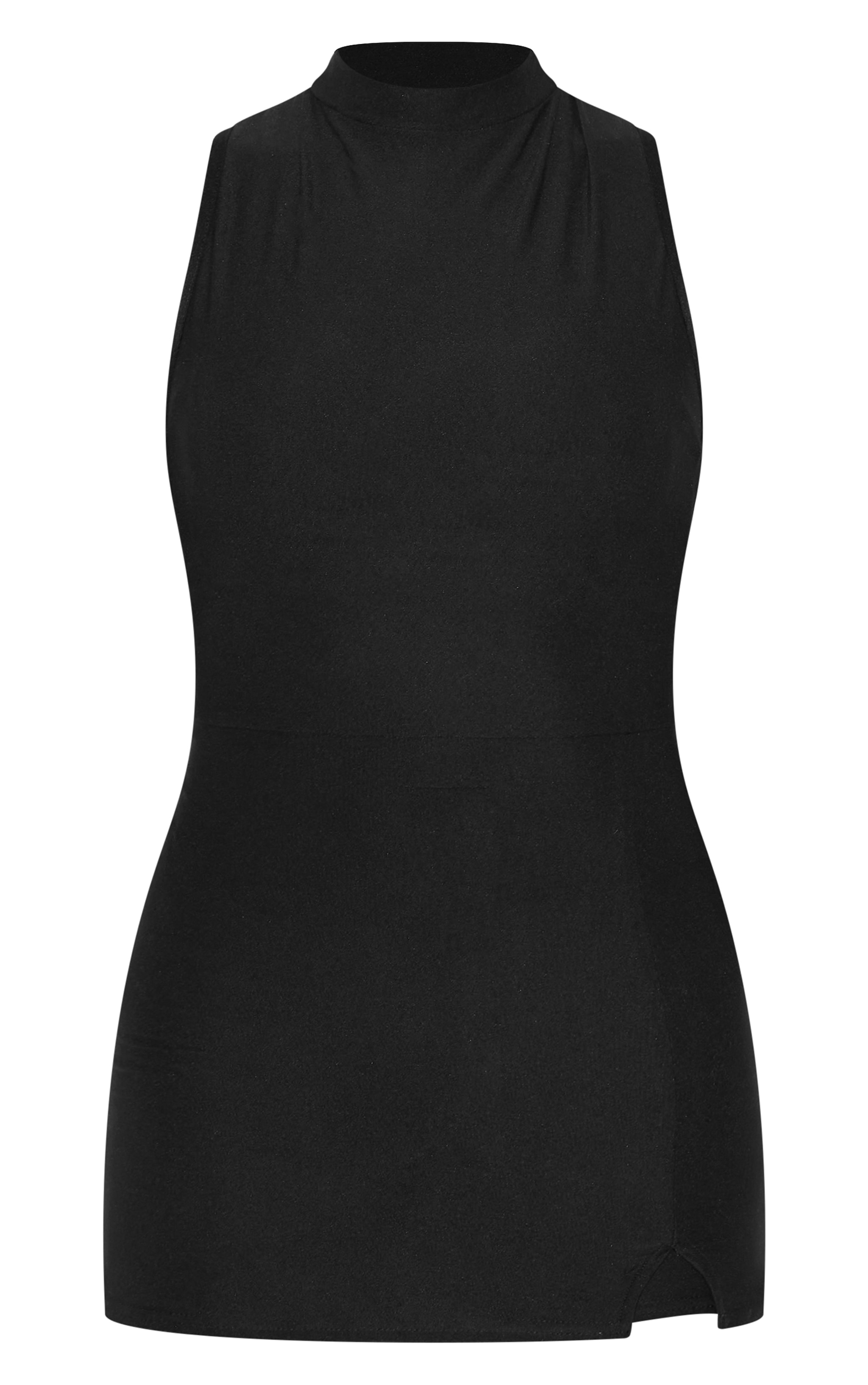 Petite Black Soft Touch High Neck Sleeveless Skort Romper image 5