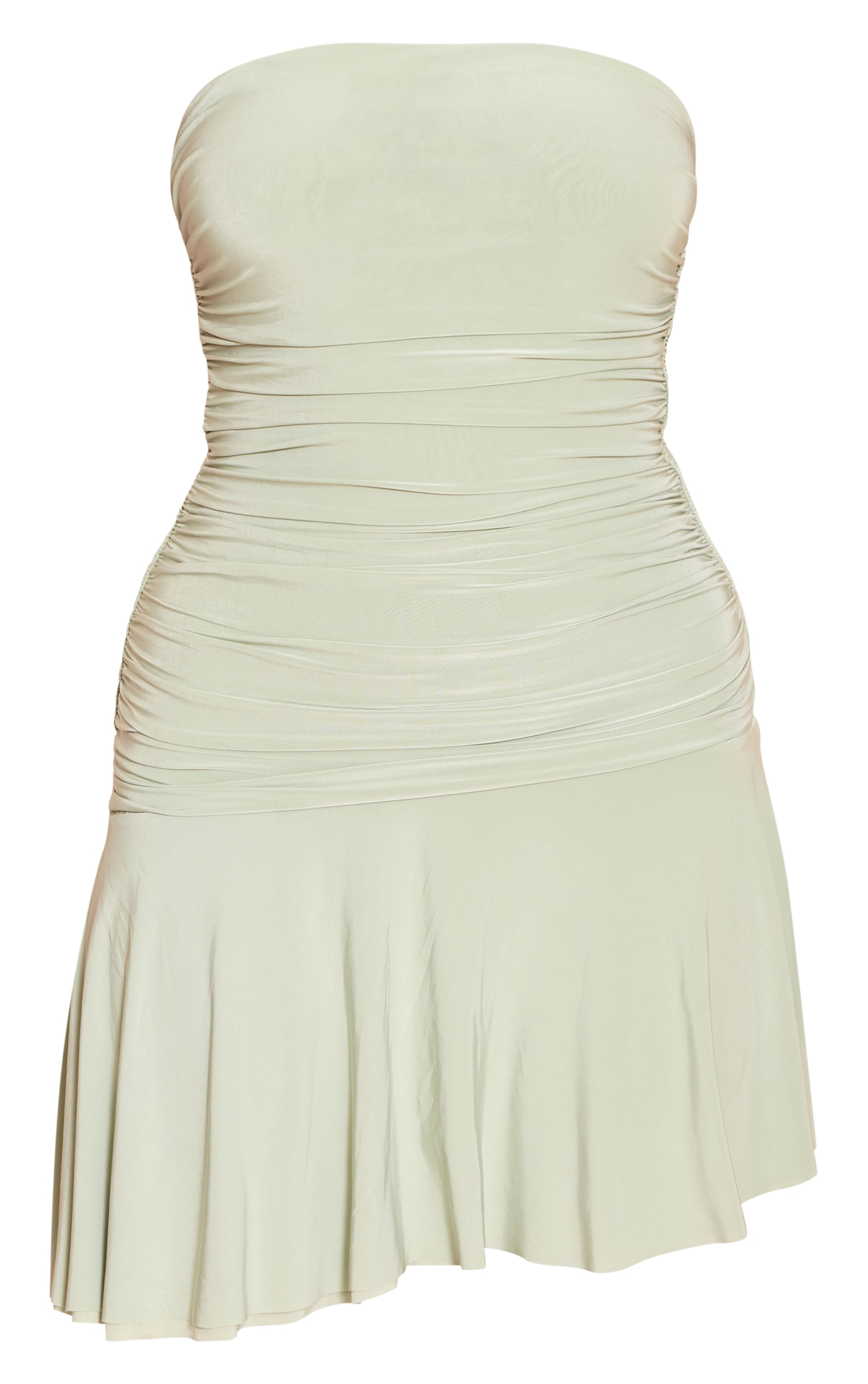 Sage Double Layer Slinky Bandeau Ruched Shift Dress image 5