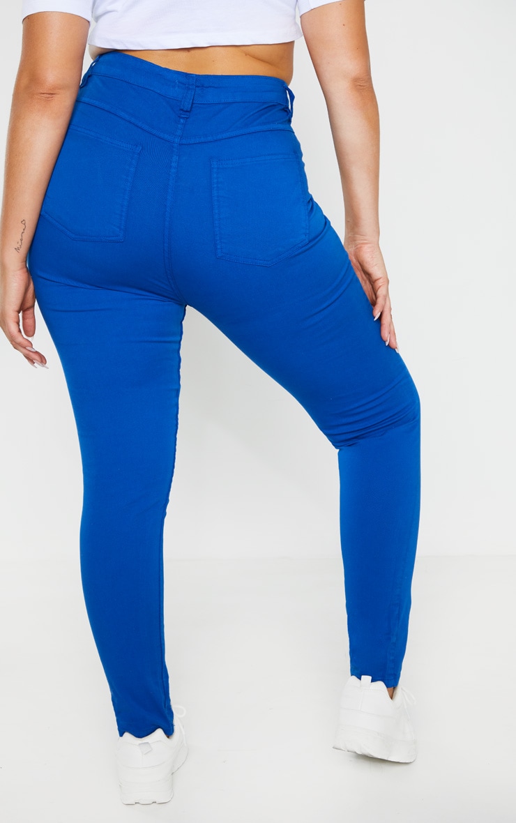 Plus Bright Blue High Waisted Skinny Jean PrettyLittleThing