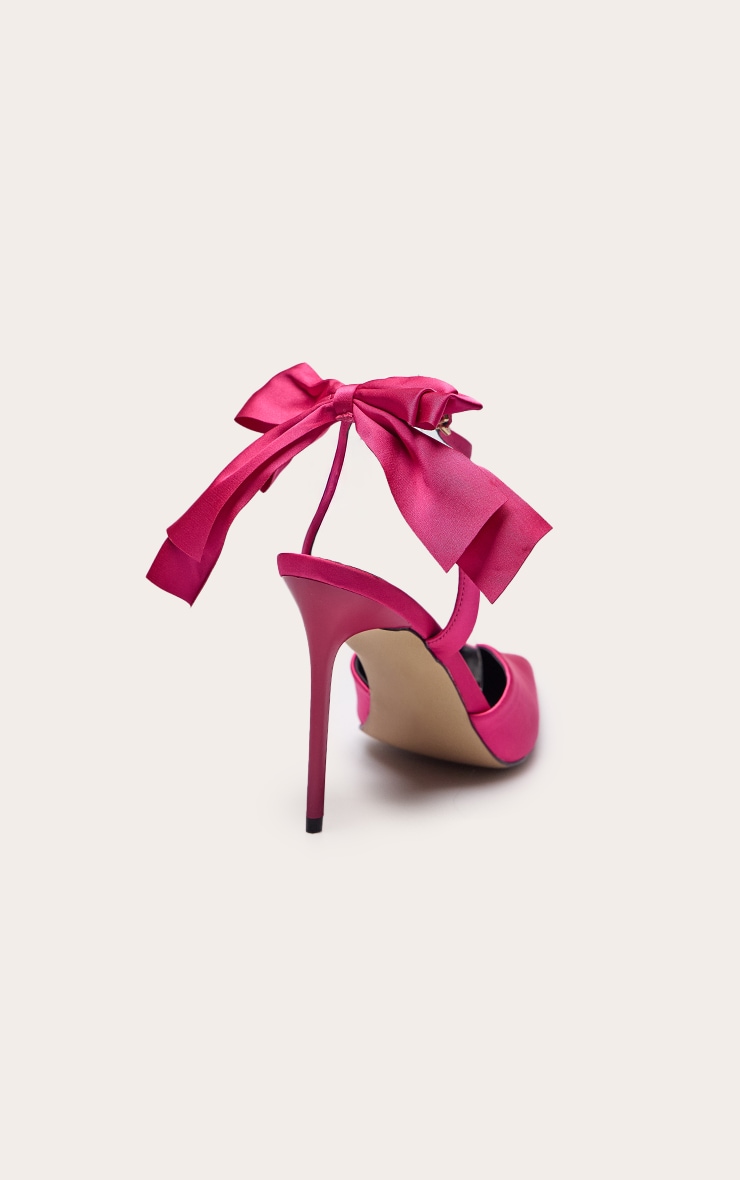 Fuchsia Satin Bow Detail Heeled Sandal image 4