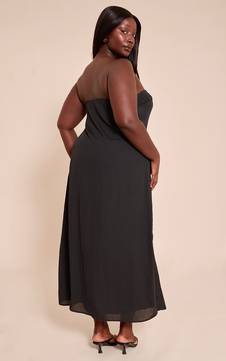 Plus Black Bandeau Column Maxi Dress image 2