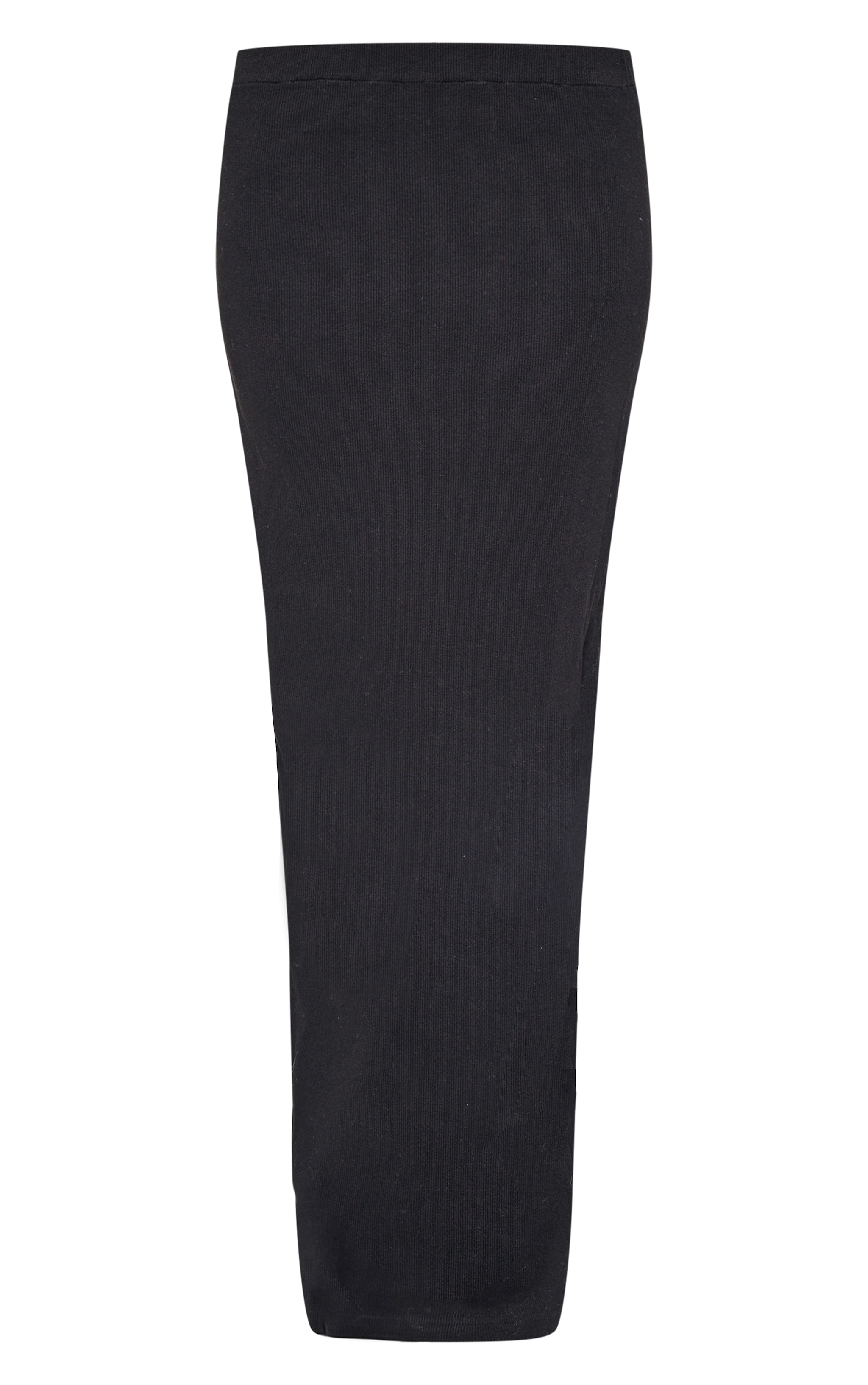 Black Ribbed Maxi Mid Rise Skirt image 5