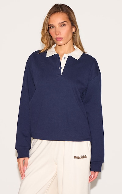Navy Premium Contrast Collar Sweatshirt