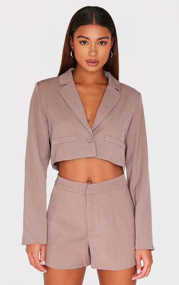 Mocha Tailored High Waist Shorts image 4