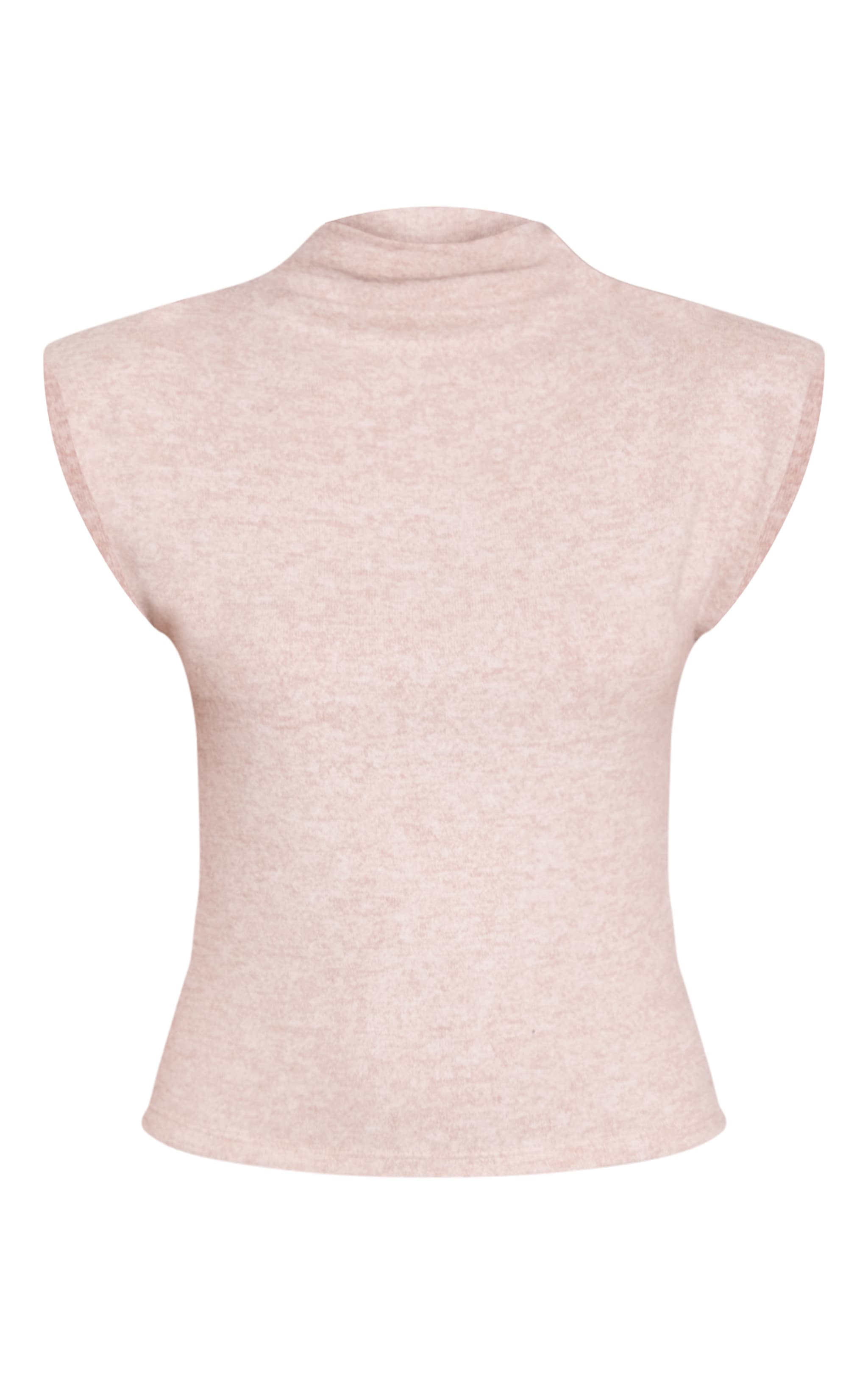 Sand Soft Knit Shoulder Detail High Neck Long Top image 5