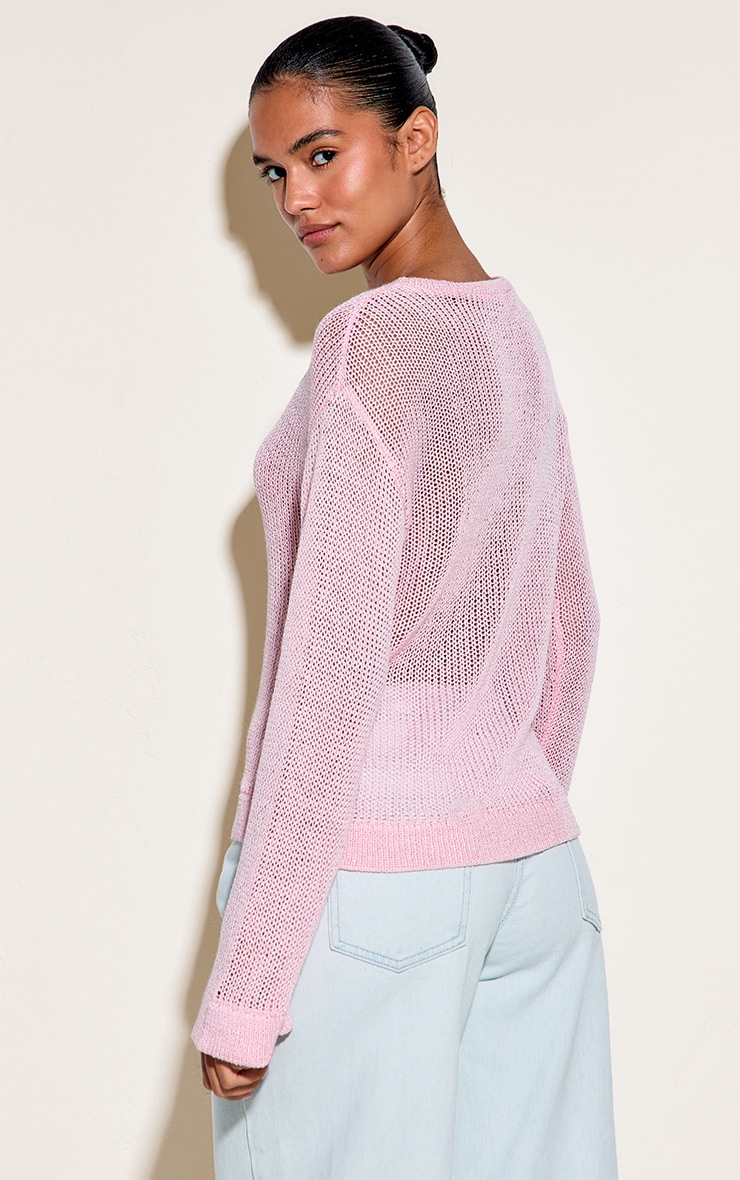 Pink Filagree Knit Slouchy Sweater  image 2