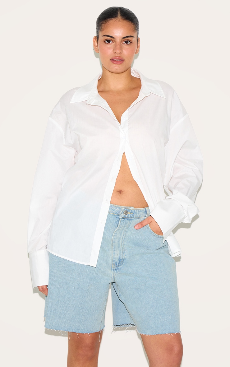 Plus Light Blue Wash Boyfriend Denim Short image 1