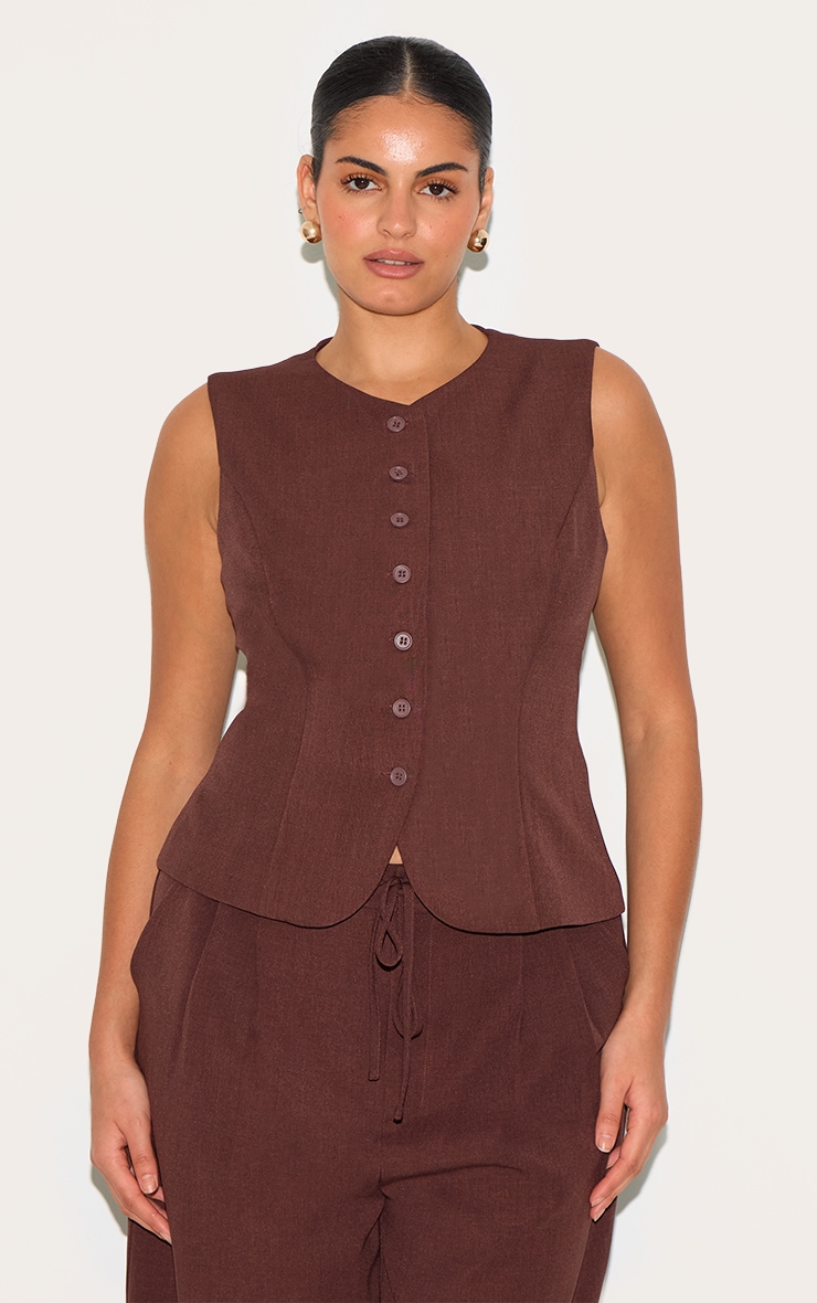 Plus Wine Tailored Woven Vest image 1