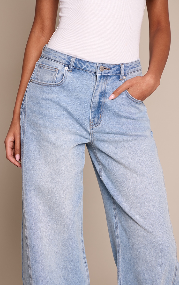 Tall Mid Blue Mid Rise Stretch Barrel Jeans image 4