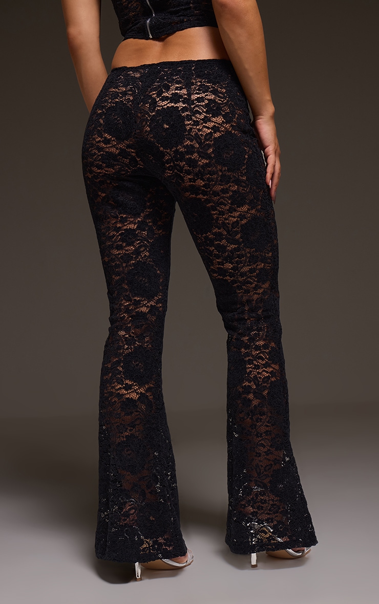 Black Lace Mid Rise Skinny Flares  image 3
