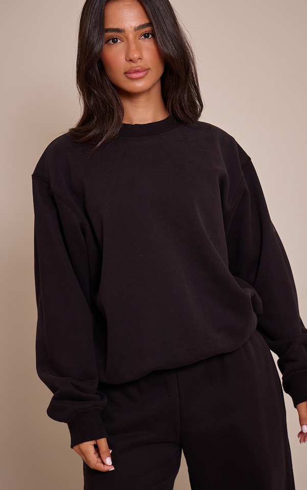 Petite Sweat oversize noir à col ras