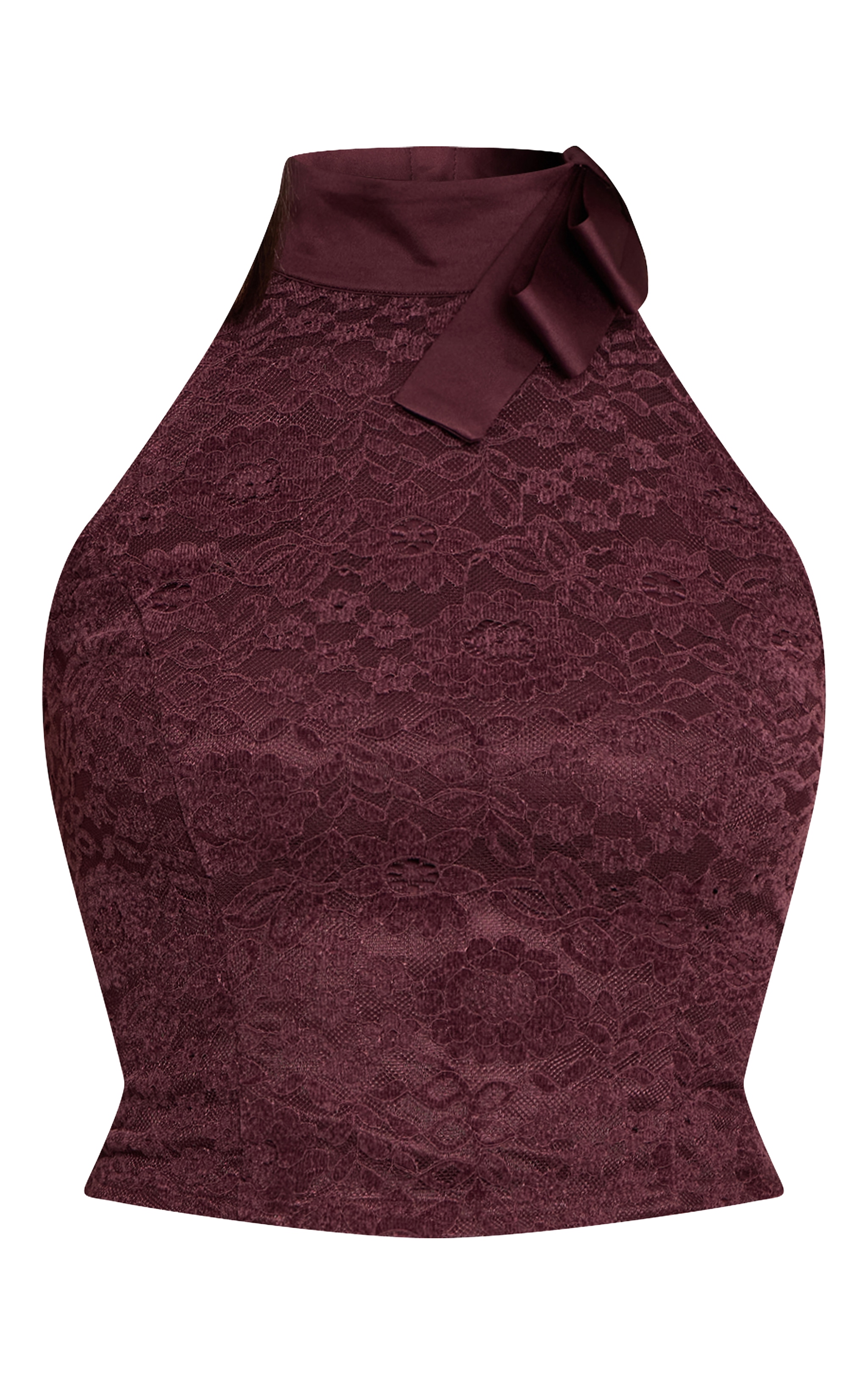 Dark Wine Bow Detail Lace Top image 5