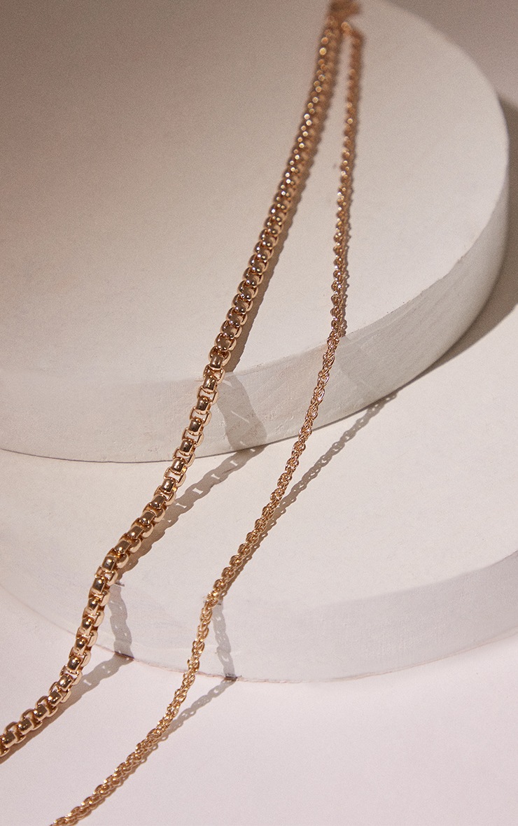 Gold Rope Chain Layered Necklace PrettyLittleThing