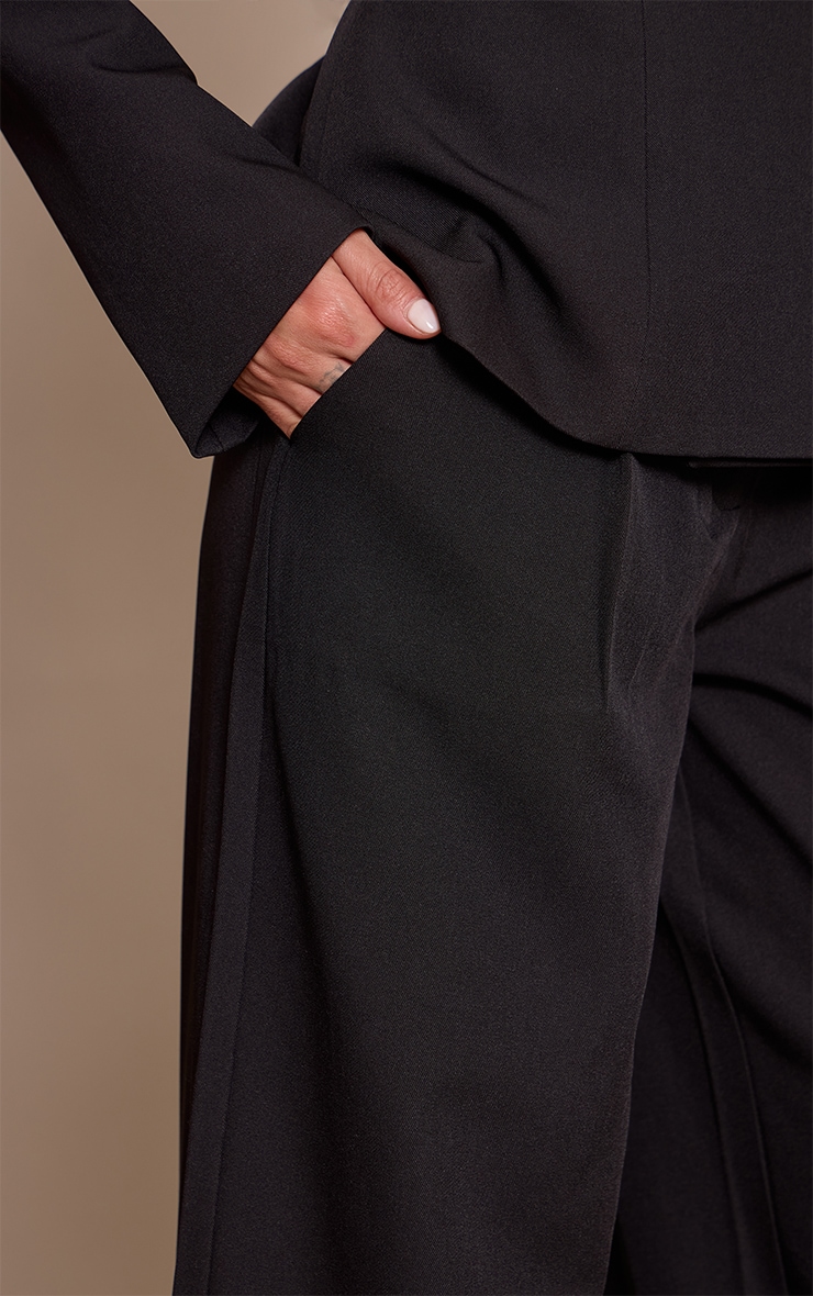 Pantalon droit tissé noir à plissures image 4