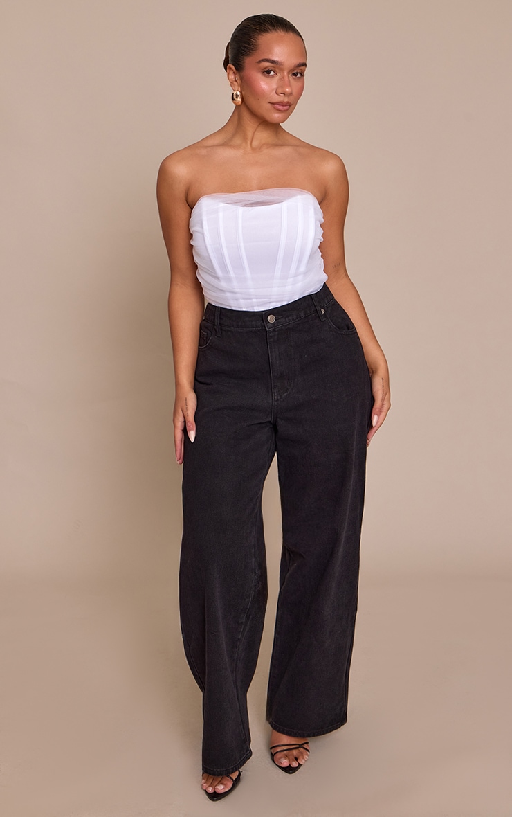 Shape White Mesh Detail Corset Bodysuit image 3