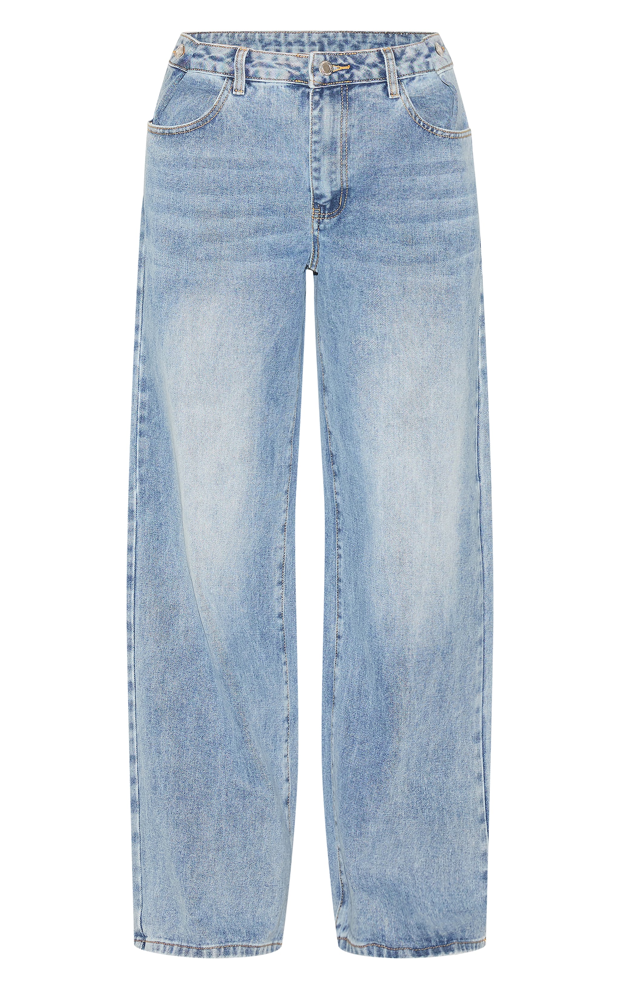  Light Blue Button Detail Wide Leg Jeans image 5