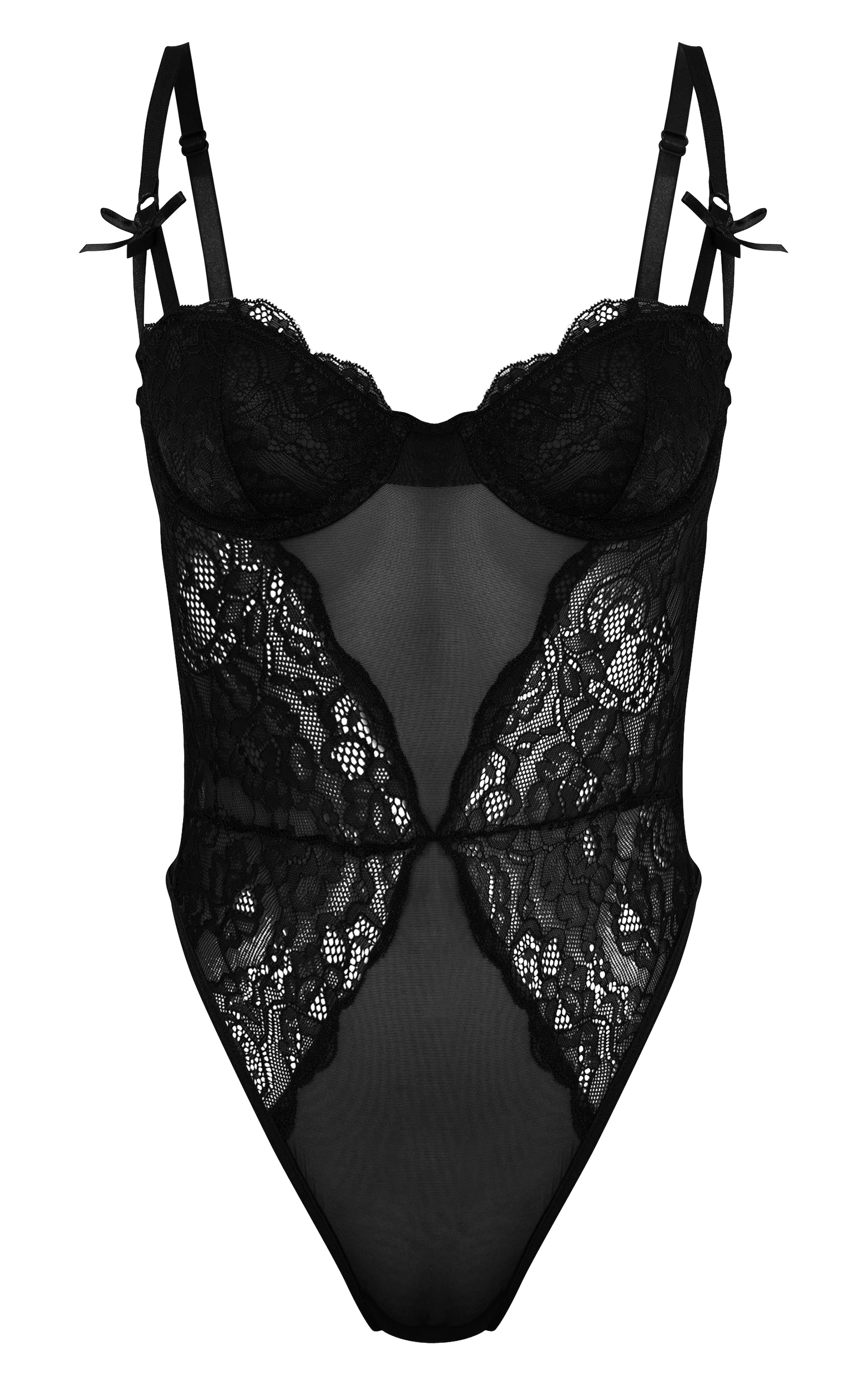 Black Lace Underwired Lingerie Bodysuit image 5
