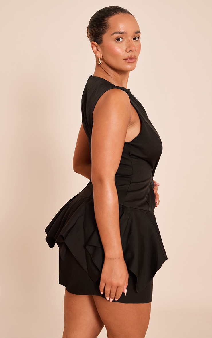 Shape Black Boat Neck Dropped Frill Hem Mini Dress image 2
