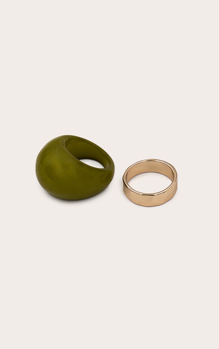 Gold and Green Resin Ring Multi Pack image 3