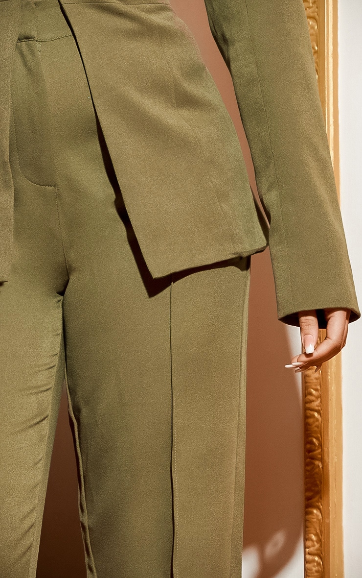 Khaki Wide Leg High Waist Trousers image 6