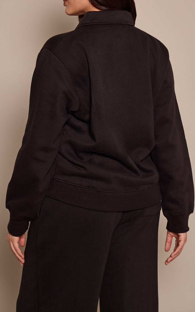 Plus Black Cotton Fleece Straight Leg Sweatpants image 3