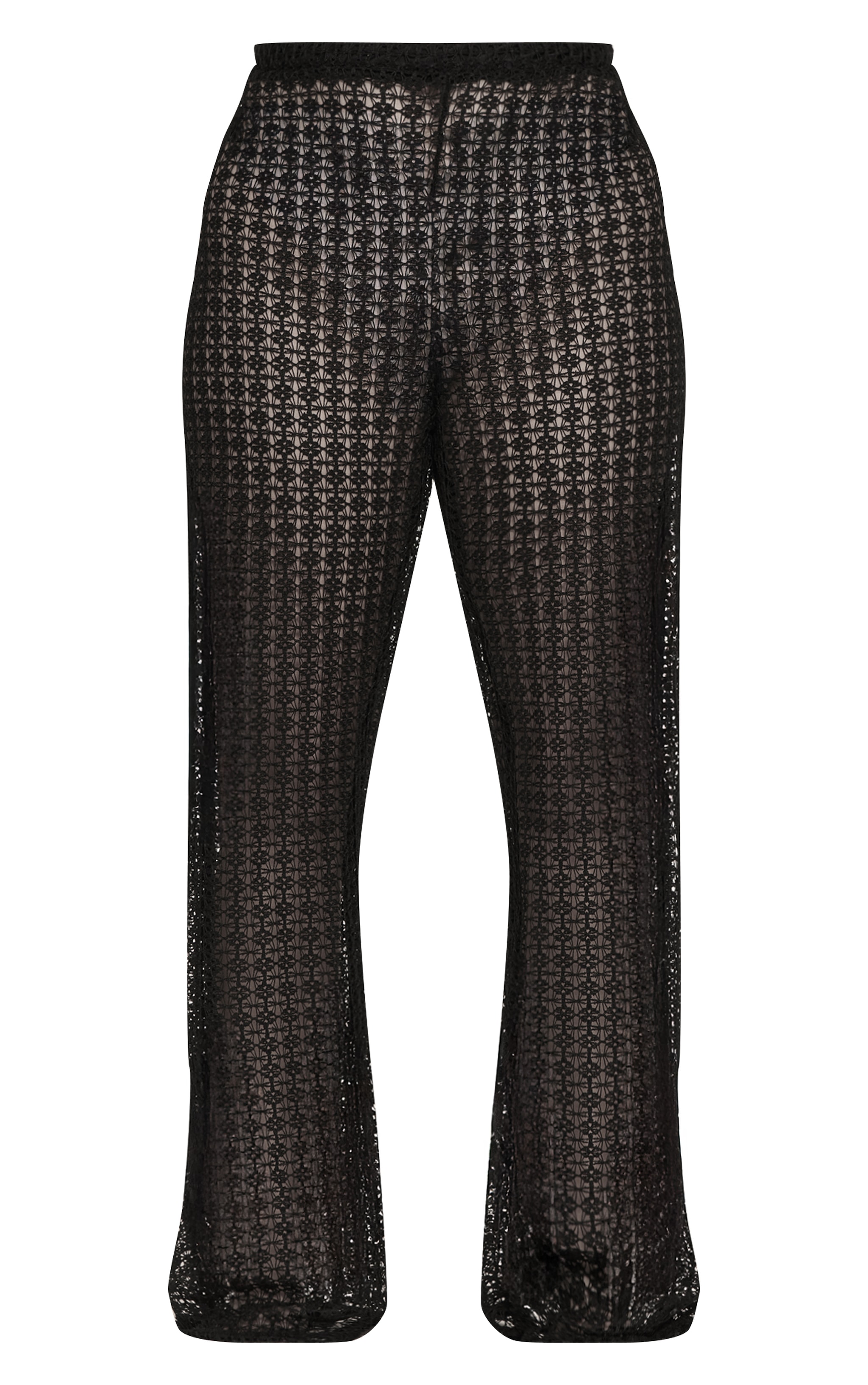 Plus Black Crochet Low Waist Wide Leg Beach Pants image 5