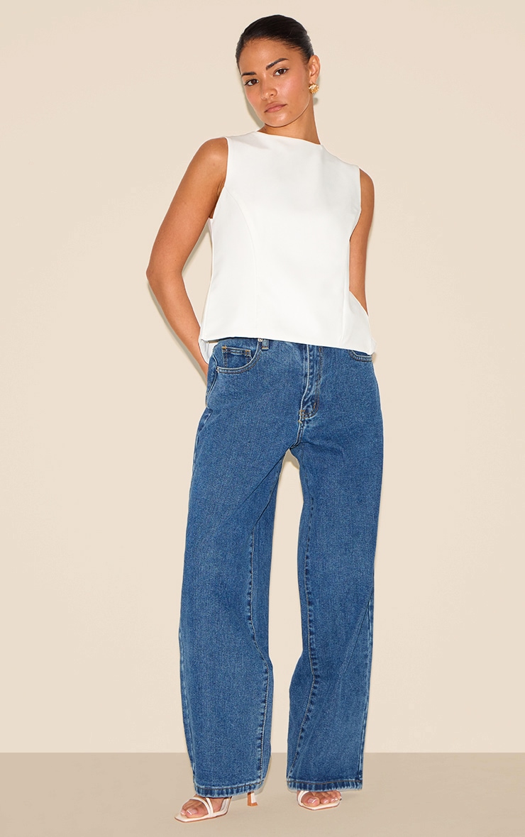 Petite White Sleeveless Bow Detail Top image 3