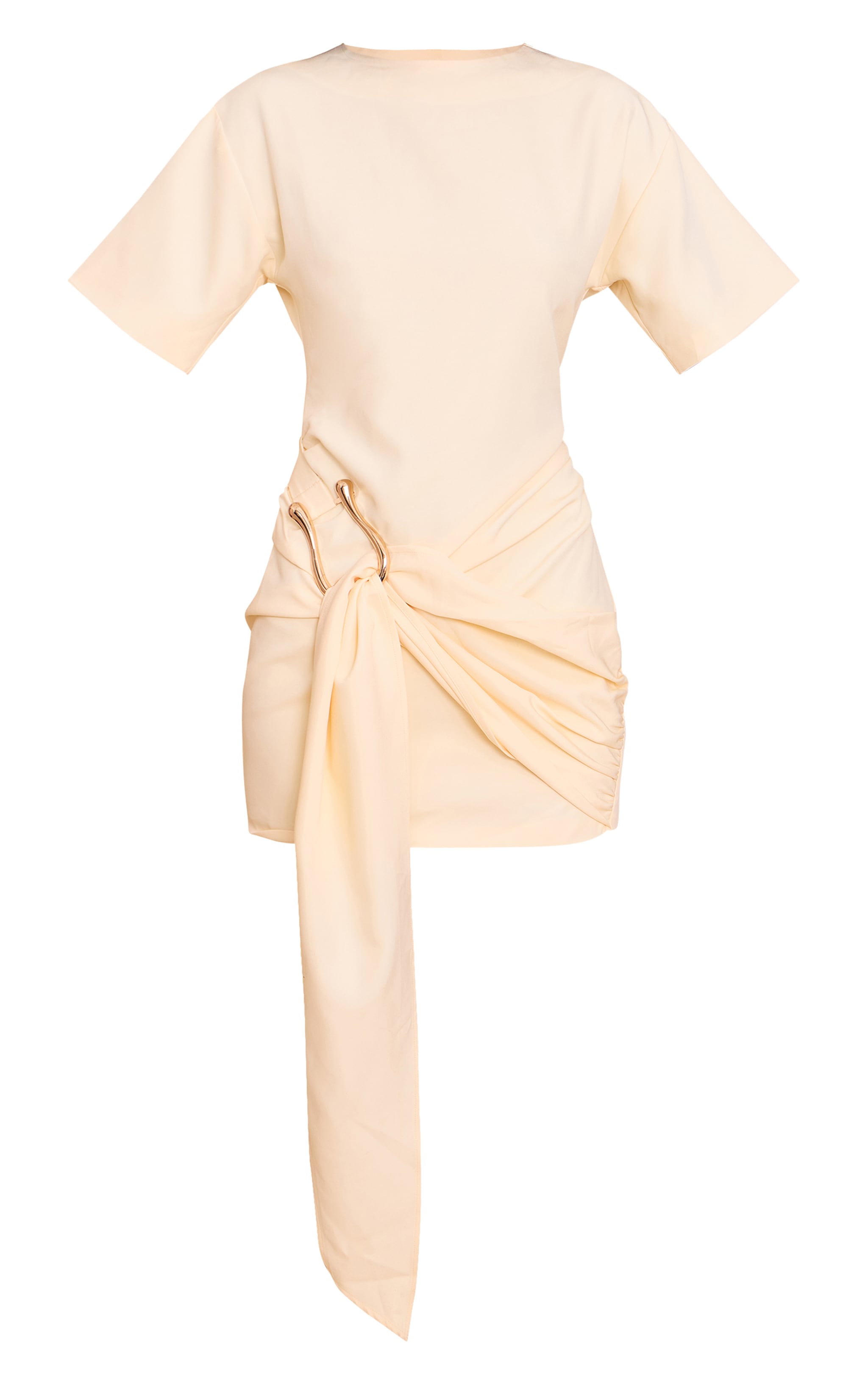 Butter Yellow Woven Trim Wrap Mini Dress image 5