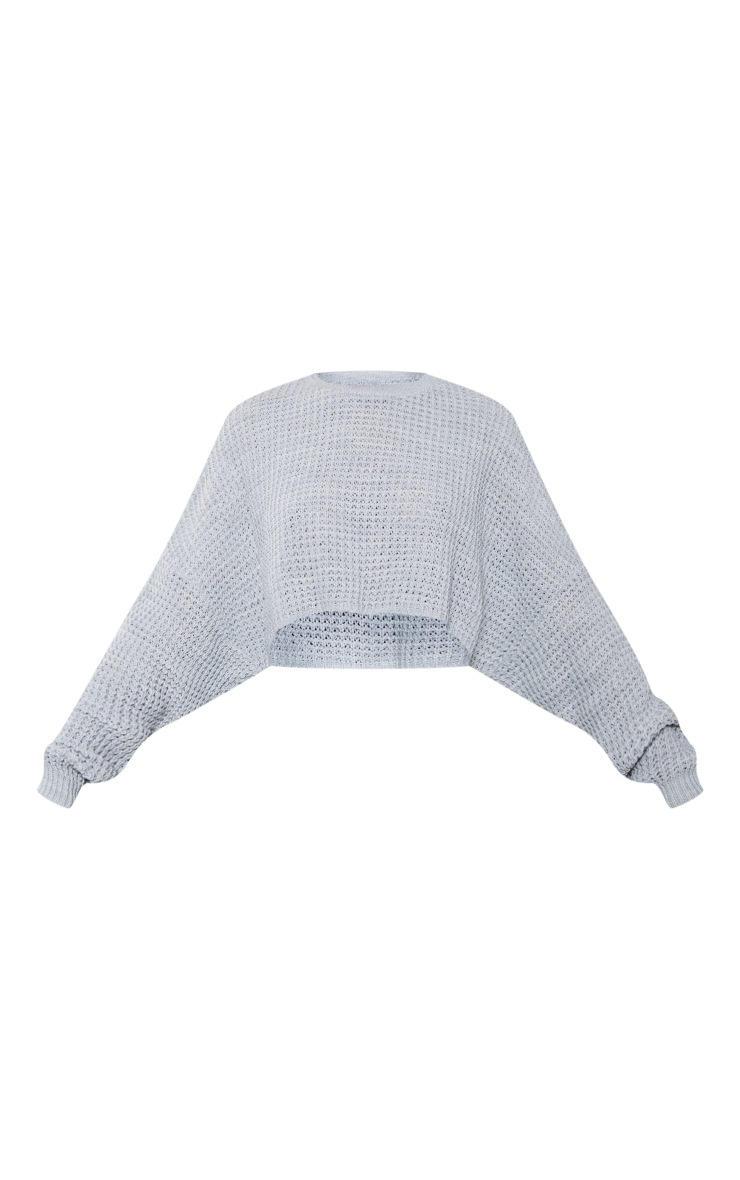 Grey Batwing Super Cropped Sweater image 5