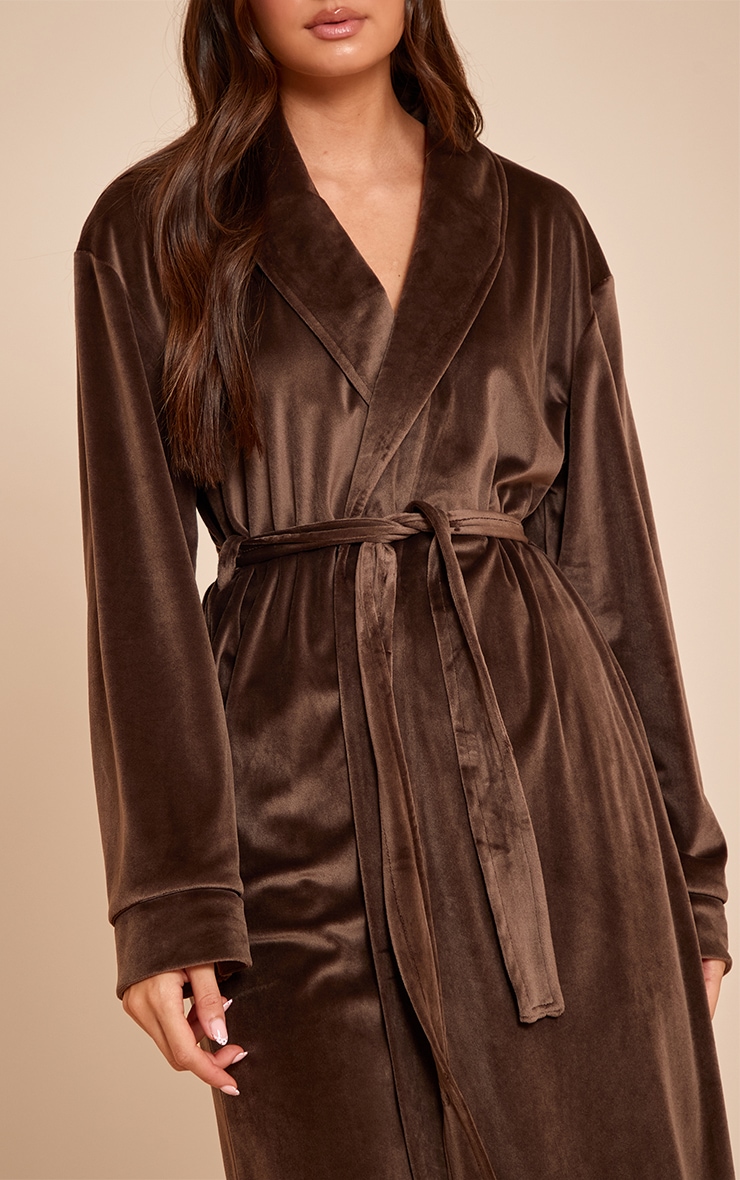 Chocolate Soft Touch Piping Detail Dressing Gown image 4