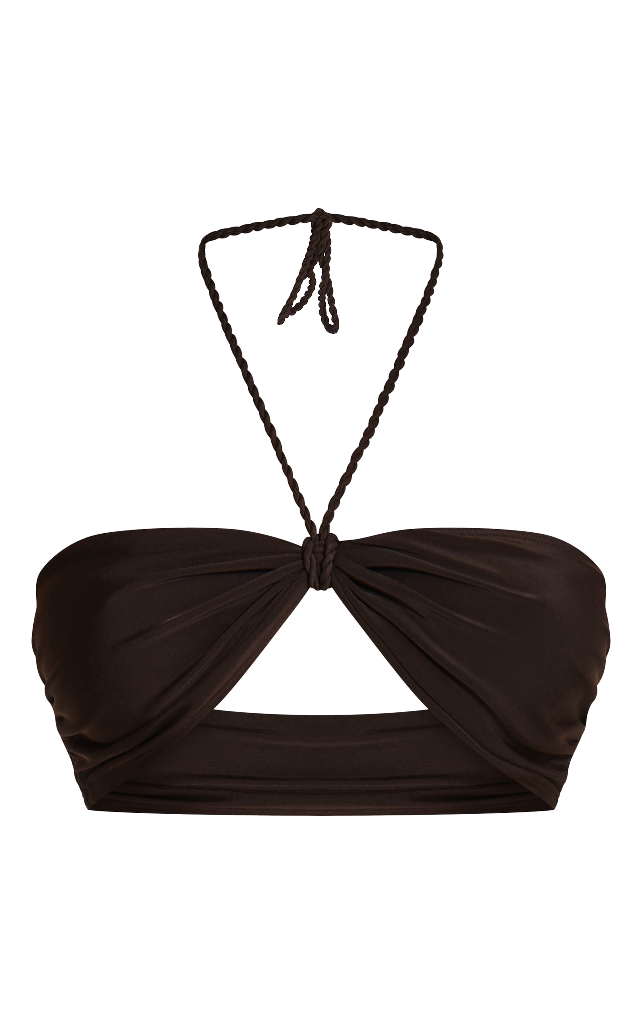 Black Twist Halter Strap Bandeau Bikini Top image 5