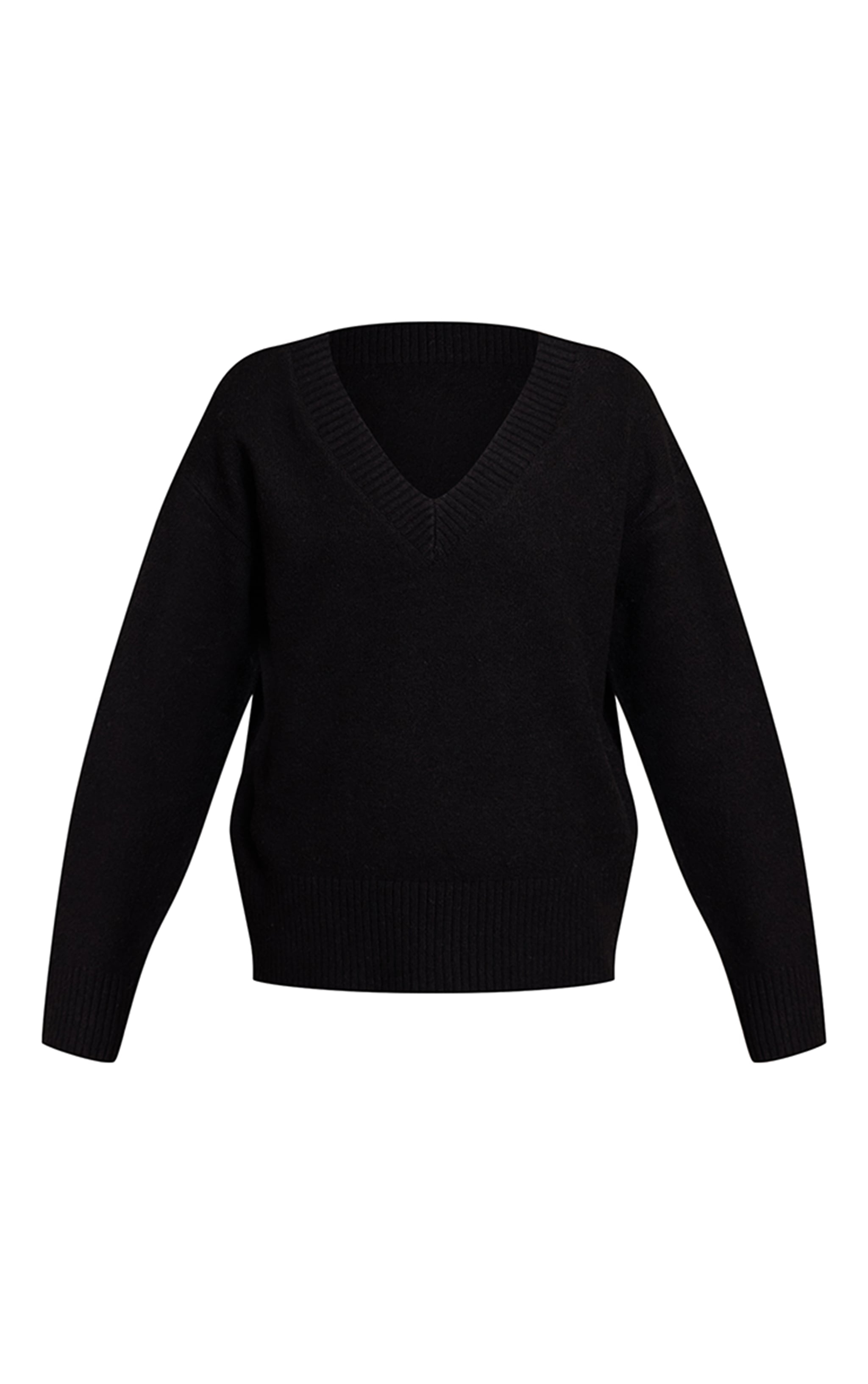 Black V Neck Knitted Sweater image 5