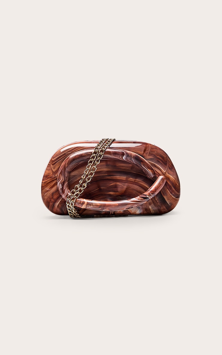 Chocolate Marble Hard Resin Clutch Bag image 3