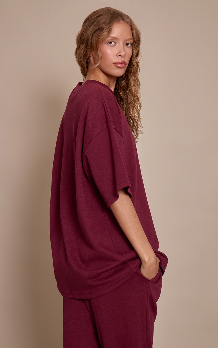 Burgundy Jersey Oversized T Shirt image 2