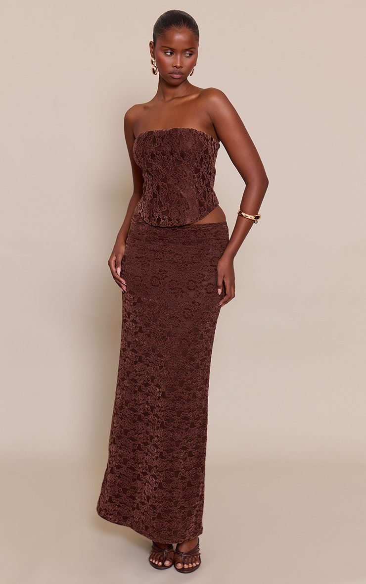 Chocolate Lace Velvet Coset Top image 3