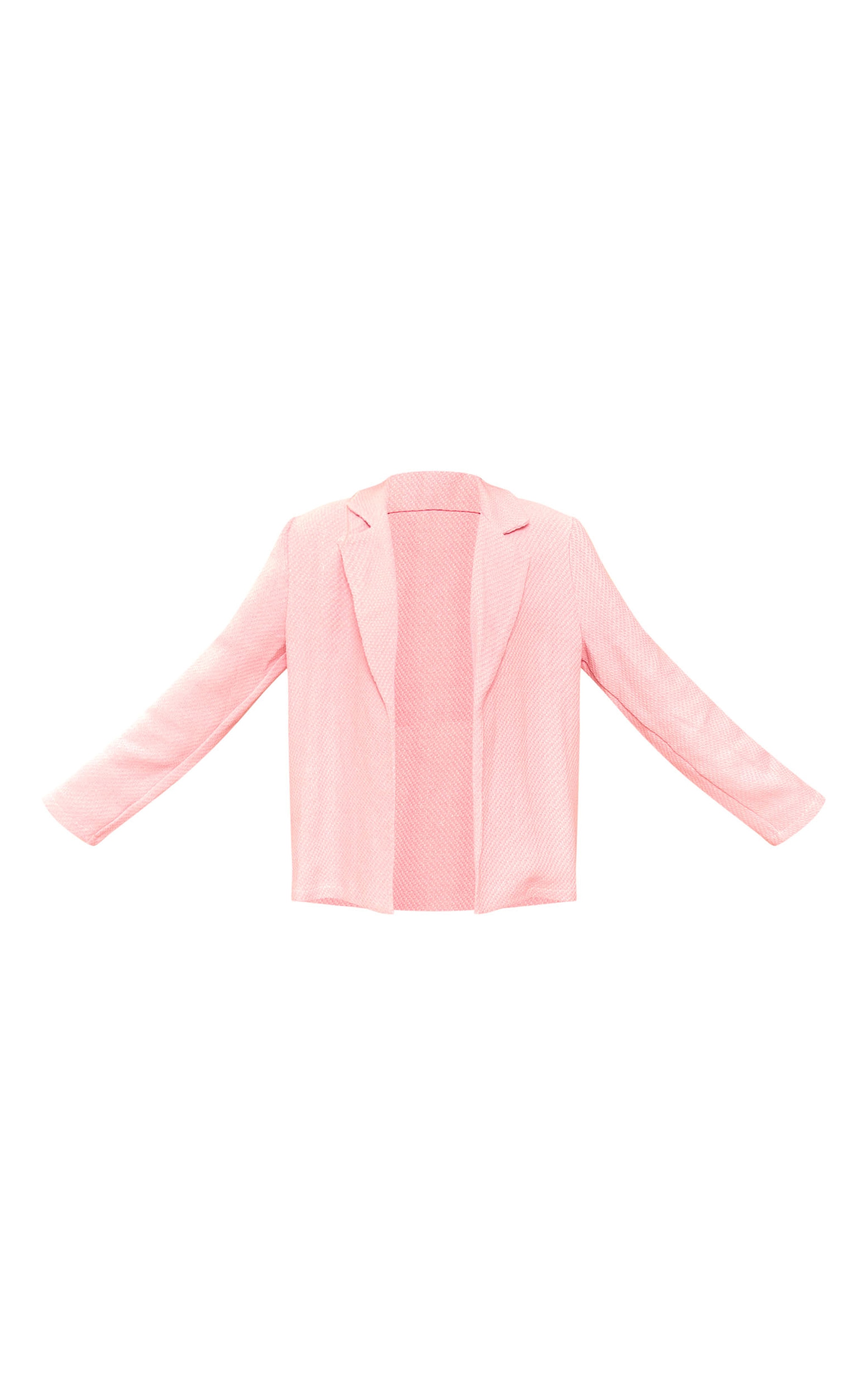 Light Pink Textured Oversized Structured Minimal Blazer image 5