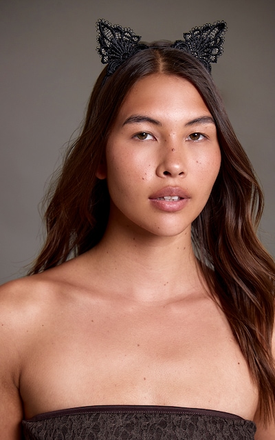 Black Lace Cat Ears Headband