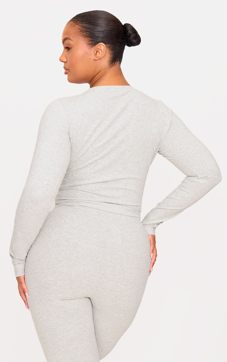 Ash Grey Ultimate Sculpt Long Sleeve Crop Gym Top image 7