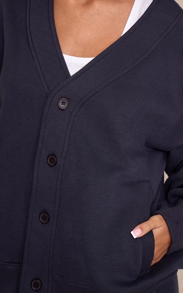 Petite Dark Navy Button Up Side Pocket Sweatshirt image 4