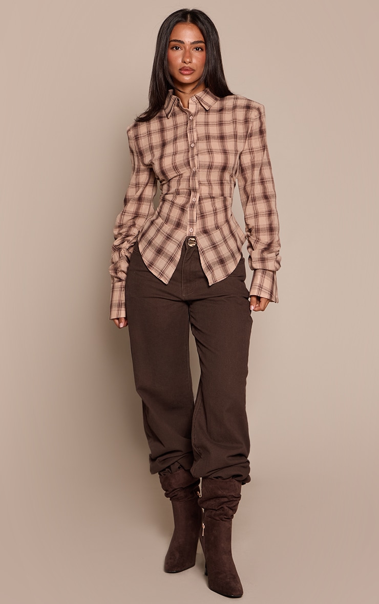 Petite Khaki Satin Halterneck Tie Top image 3