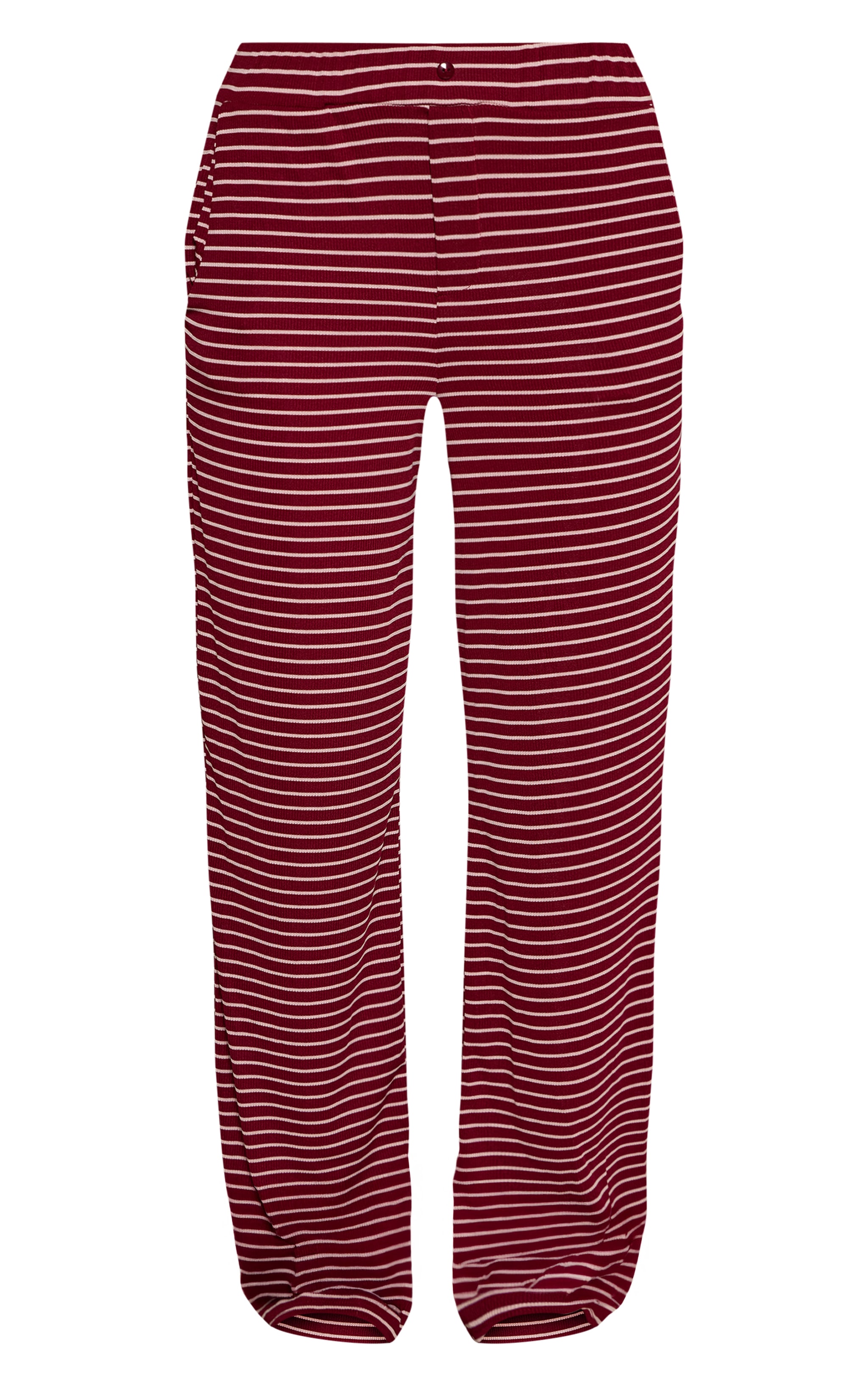 Burgundy Striped Boyfriend Style Wide Leg Pants image 5